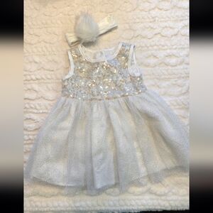 Children’s Place Sparkle Tulle Dress & Fluffy Headband | 9–12M